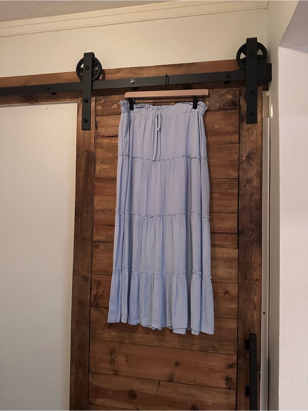 Light Blue Tiered Maxi Skirt - Women